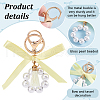 5Pcs Plastic Pearl & Polyester Bowknot Keychain KEYC-PH01537-4
