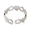 Non-Tarnish Hollow Heart 304 Stainless Steel Open Cuff Rings for Women RJEW-N048-09P-3