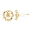 Brass Micro Pave Clear Cubic Zirconia Stud Earring Findings KK-S364-043-3