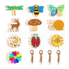 100Pcs 10 Styles Elecrelive Mixed Shapes Wood Pendants WOOD-EL0001-01-8