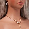 Leaf Brass Crystal Rhinestone Pendant Necklaces & Stud Earrings Sets FS-WGACD3B-01-2