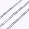 Anti-Tarnish Adjustable Rhodium Plated 925 Sterling Silver Wheat Chain Necklaces NJEW-L456-003A-P-1