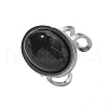 Oval Natural Black Agate Finger Rings RJEW-M062-02P-03-2