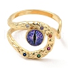 Resin Evil Eye Open Cuff Ring with Cubic Zirconia RJEW-E069-02G-08-2