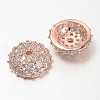Apetalous Half Round/Dome Brass Micro Pave Cubic Zirconia Bead Caps ZIRC-D062-RG-1