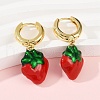 Strawberry Brass Enamel Hoop Earrings EJEW-F895-21A-G-2
