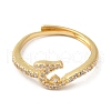 Rack Plating Brass Cubic Zirconia Arabic Letters Adjustable Rings for Women RJEW-S407-10G-11-2