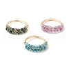 Natural Amethyst & Moss Agate & Apatite Finger Rings RJEW-TA00182-2