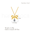 Simple Design Stainless Steel Bowknot with Clear Cubic Zirconia Teardrop Pendant Necklaces for Women ET2385-1-3