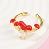 Brass Micro Pave Cubic Zirconia Cuff Rings for Women RJEW-F182-07G-2
