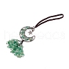 Natural Green Aventurine Moon with Chips Tassel Pendant Decorations G-L524-07R-B06-2