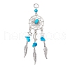 6Pcs 6 Styles Natural & Synthetic Mixed Gemstone & Alloy Woven Web/Net with Feather Big Pendants PALLOY-JF03443-3