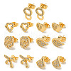 Light Gold Brass Micro Pave Cubic Zirconia Stud Earrings for Women EJEW-E295-33KCG-1