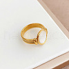 Retro Fashionable 304 Stainless Steel and Shell Finger Rings FS-WG8030D-02-2
