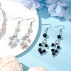 2 Pairs Synthetic Aqua Terra Jasper & Natural Black Onyx Dangle Earrings EJEW-JE06383-1