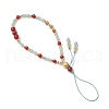 Natural Carnelian & Peacock Green Agate Mobile Straps HJEW-JM03425-03-5