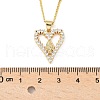 Brass Pave Clear Cubic Zirconia Heart Virgin Mary Pendant Necklaces for Women NJEW-D306-04G-A-3