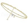 Heart & Letter Brass Crystal Rhinestone Charm Double Layer Anklets FS-WG6749C-09-1