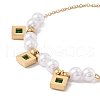 Square Cubic Zirconia Charm Bracelet with Acrylic Pearl BJEW-F396-20G-02-4