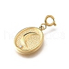 Oval with Moon 304 Stainless Steel Rhinestone Pendant Decorations STAS-H202-30G-2