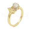 Rack Plating Brass Micro Pave Cubic Zirconia Cuff Finger Rings for Women RJEW-M027-02G-02-4