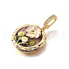 Brass Micro Pave Cubic Zirconia & Enamel Pendants KK-R222-09G-01-2