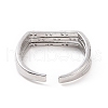 Clear Cubic Zirconia Triple Line Open Cuff Ring RJEW-E072-09P-3