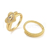 2Pcs 2 Styles Brass Micro Pave Cubic Zirconia Adjustable Rings for Women RJEW-P127-14G-1