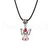 Angel Glass Sead Beaded Pendant Necklaces NJEW-MZ00094-05-2