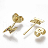 Brass Micro Pave Cubic Zirconia(Random Mixed Color) Flash Stud Earrings EJEW-S201-84-2