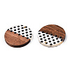 Printed Opaque Resin & Walnut Wood Pendants RESI-N039-05-3