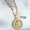 Twelve Constellation Alloy Crystal Rhinestone Pendant Necklaces for Women WG8B703-12-1
