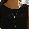 Stainless Steel Vintage Relief Portrait Pendant Tassel Cross Rosary Bead Necklaces for Women UI6948-1-2
