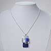 Multi Square Brass Blue Enamel Pendant Necklaces for Women FS-WG21173-01-1