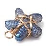 Copper Wire Wrapped Handmade Lampwork Pendants PALLOY-JF02288-01-3