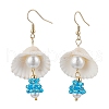 5Pair Shell Glass Dangle Earrings EJEW-MZ00424-3