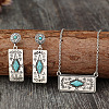 Western Aztec Alloy & Synthetic Turquoise Stud Earrings & Pendant Necklaces Sets FS-WGDC47F-01-1