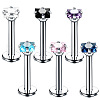 Square 304 Stainless Steel Cubic Zirconia 15 Gauge Internally Threaded Labrets for Women Men FS-WG03966-02-1