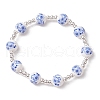 2Pcs 2 Colors Electroplate Non-magnetic Synthetic Hematite Round Bead Strecth Bracelets for Women BJEW-JB11600-3