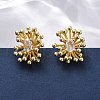 Flower Brass Clear Cubic Zirconia Stud Earrings EJEW-R025-22G-1