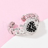 Brass Micro Pave Clear Cubic Zirconia with Enamel Cuff Rings RJEW-Z094-01P-02-3