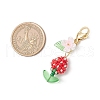 Flower Glass Pearl & Seed Beads Pendant Decorations HJEW-MZ00274-01-3