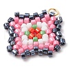 Seed Beads Beaded Charms PALLOY-MZ00324-03-3