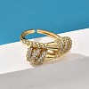 Brass Micro Pave Clear Cubic Zirconia Cuff Rings for Women RJEW-S622-08G-5