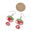 Flower Acrylic & Glass Dangle Earrings EJEW-JE06193-3