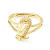 Clear Cubic Zirconia Initial Letter with Crown Adjustable Ring RJEW-M139-17Y-2