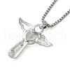 Cubic Zirconia Fairy with Heart Pendant Necklace with Box Chains NJEW-C004-01C-3