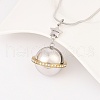 304 Stainless Steel Micro Pave Clear Cubic Zirconia Planet Pendant Pet Urn Ashes Necklaces NJEW-S455-11PG-3