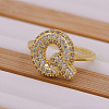 Brass Micro Pave Clear Cubic Zirconia Initial Cuff Rings FS-WGB210B-17-1