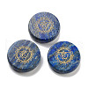 Natural Lapis Lazuli Flat Round with Chakra Sign Figurines Display Decorations DJEW-K025-01D-1